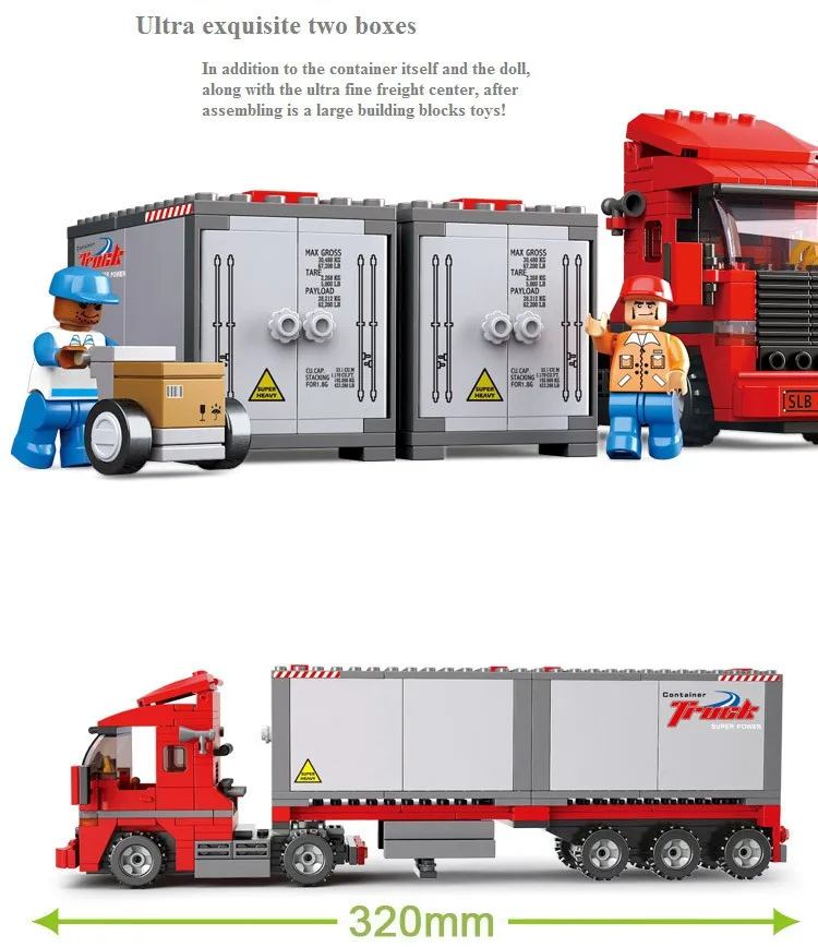 Розничная Sluban 345 шт. Детские DIY Развивающие игрушки двойной грузовой автомобиль кирпичики блок игрушки детский подарок