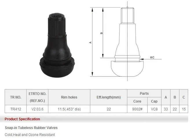 Wholesale - 100 pcs/lot TR412 Tire (tyre) valves snap-in tubeless valves (natural rubber) for motorcycles