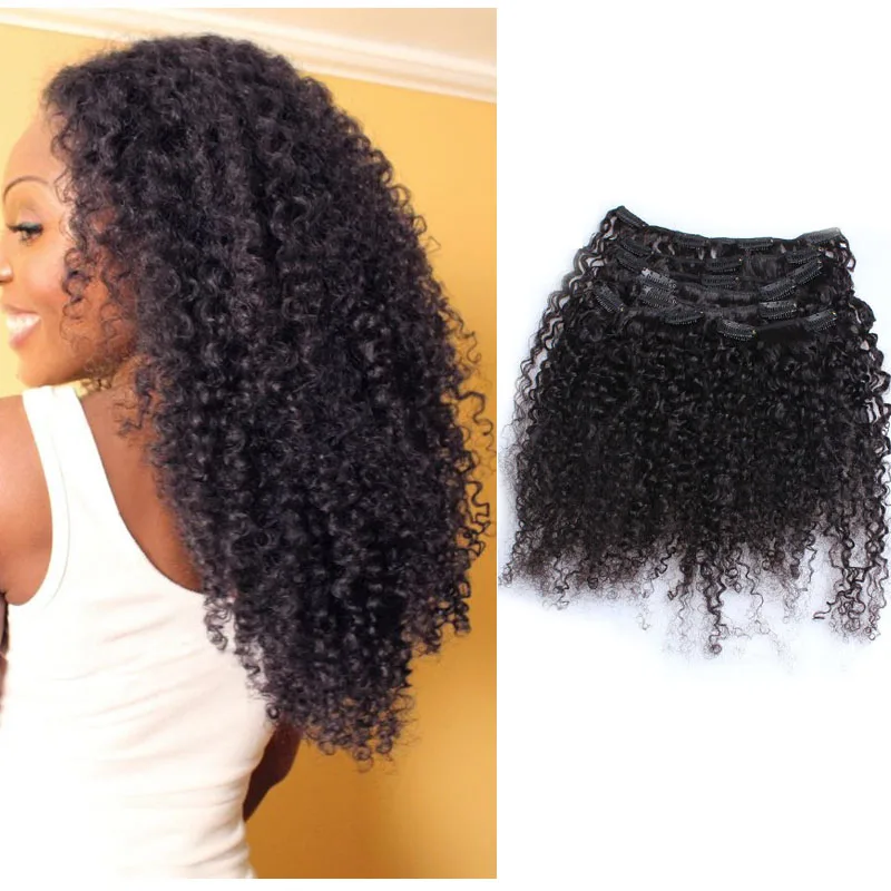 Clip In Hair Extensions 3B 3C Kinky Curly Clip Ins 120g/set African