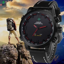 Mâle Sport Montre Analogique Numérique-montre LED En Acier Inoxydable Étanche Montre-Bracelet Bracelet À Quartz Militaire 2016 Hommes Montre Sport