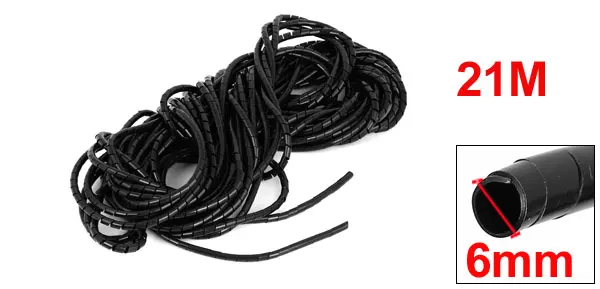 uxcell 6mm Dia 13M Length Cable Wire Tidy Wrap Spiral Wrapping Band Organizer Black