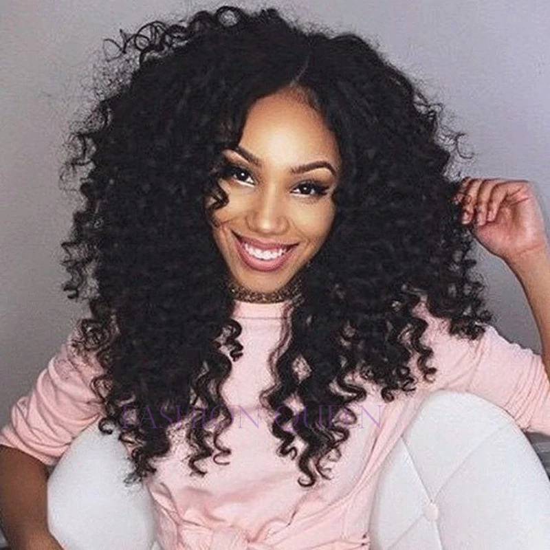 Black Kinky Curly Wig 12 26 Inch Long Synthetic Hair 1B Colour Afro  black-kinky-curly-wig-12-26-inch-long-synthetic-hair-1b-colour-afro