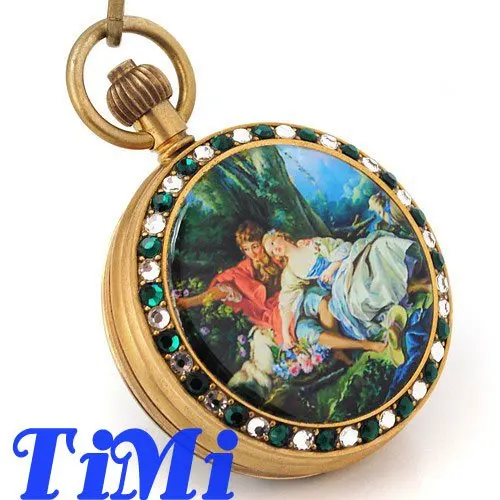 Медные антикварные карманные часы Механические ювелирные изделия художественный чехол с рисунком коричневый циферблат