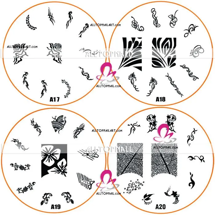 7 см тиснения серии Дизайн ногтей изображение шаблона штемпеля плиты 400 шт./лот A_Grade Нержавеющая сталь большой штамповка плиты изображения A01-A40