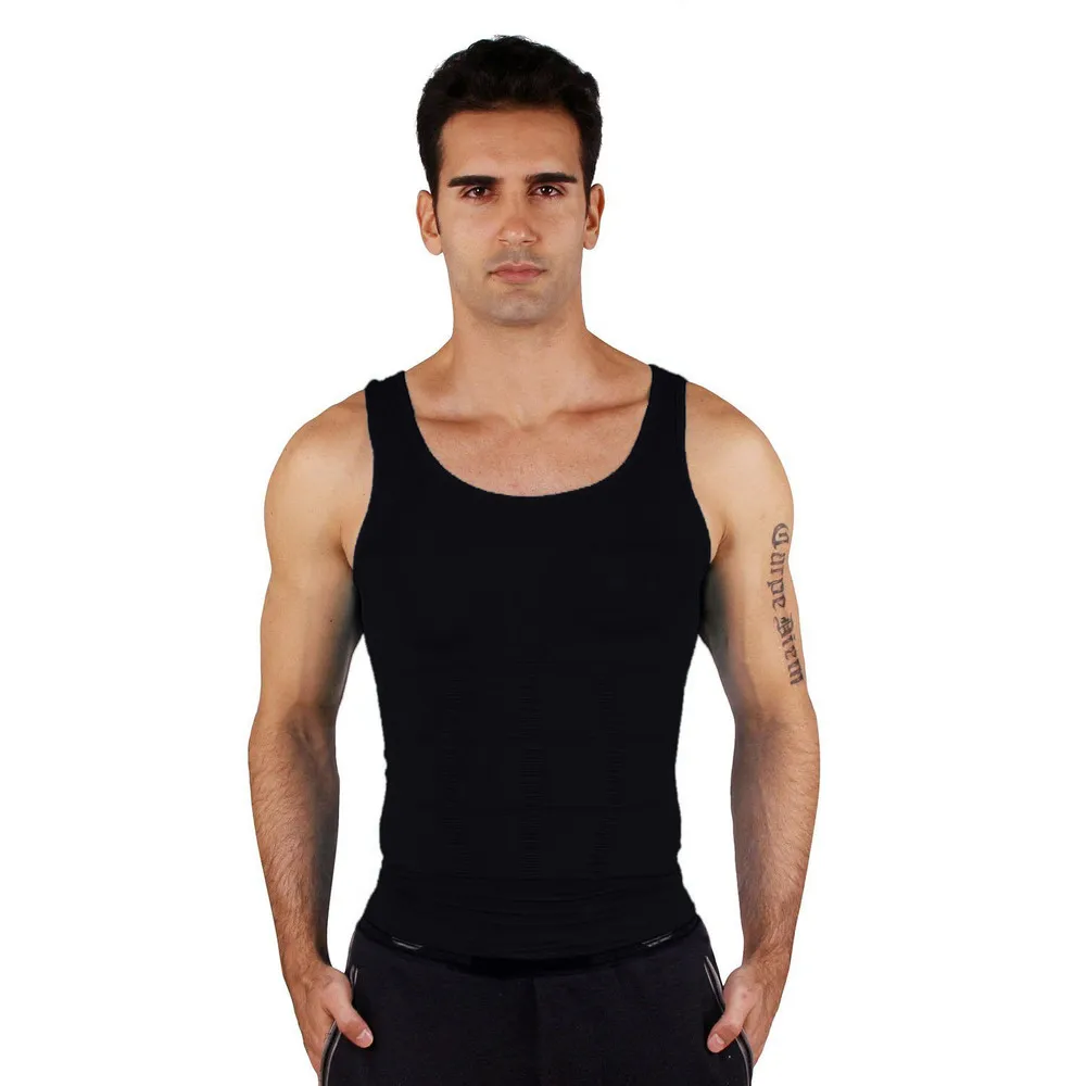 Black Для мужчин, плотные, эластичные для похудения Body Shaper жилет рубашка Abs Абдо Для мужчин тонкий 7 цветов классические майку правильной осанки машина для похудения тела N жизни - Цвет: Black