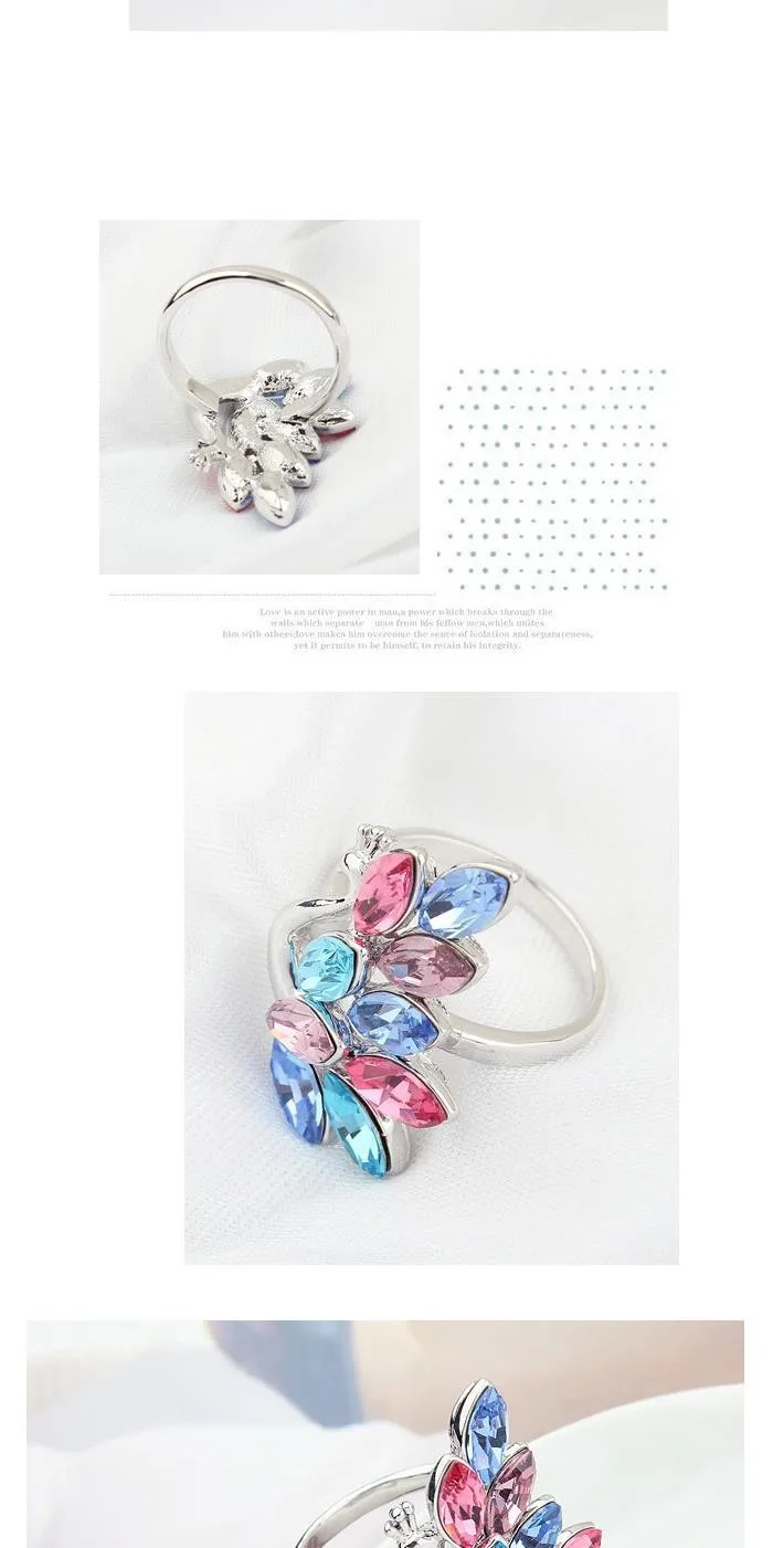BeBella хрустальное кольцо с павлином, сделанное с австрийскими кристаллами от Swarovski для девочек, рождественский подарок