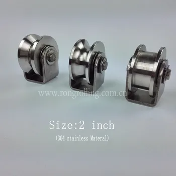 

2 inch sliding gate 304 stainless steel wheel groove V/U/ H with outer support,two pcs 6000RS bearing bore 10mm. 2pcs/lot