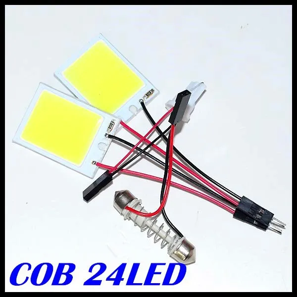 Белый свет Светодиодная панель для автомобиля свет cob 24led 4 W SMD купольный свет салона автомобиля свет T10 Festoon Dome адаптеры 12 V