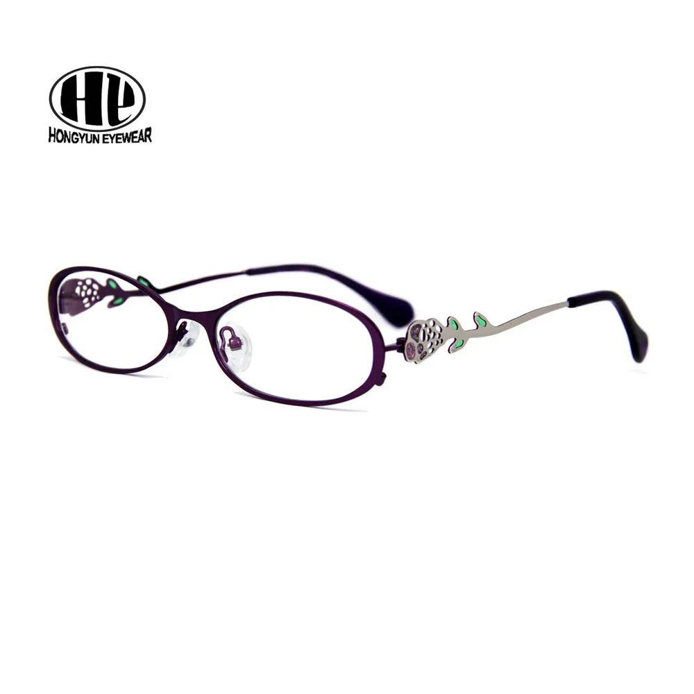 Purple Женские очки в стиле Косплей из металлического сплава gafas из нержавеющей стали прозрачные линзы сексуальные цветочные оптические оправы вечерние женские очки - Frame Color: Purple