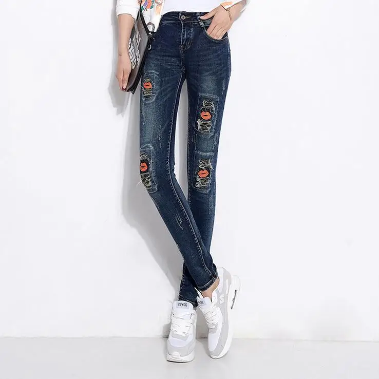 Online Buy Wholesale ladies ripped jeans from China ladies