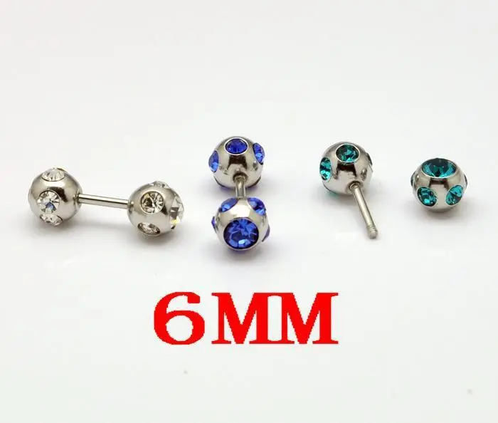 Оптовая Продажа Titanium стали 11 цветов 110 шт. двойной 5 камни шаров язык кольца гантели серьги поддельные серьги ювелирные изделия тела