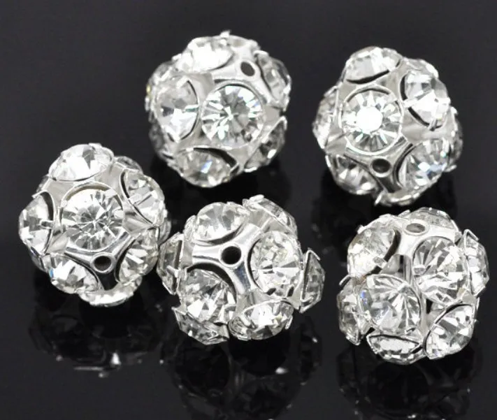 Бесплатная Доставка 50 шт. Серебряный Rhinestone Дискотечный Шар Хрустальные Бусины 20 мм-Супруг Баскетбола вдохновленный