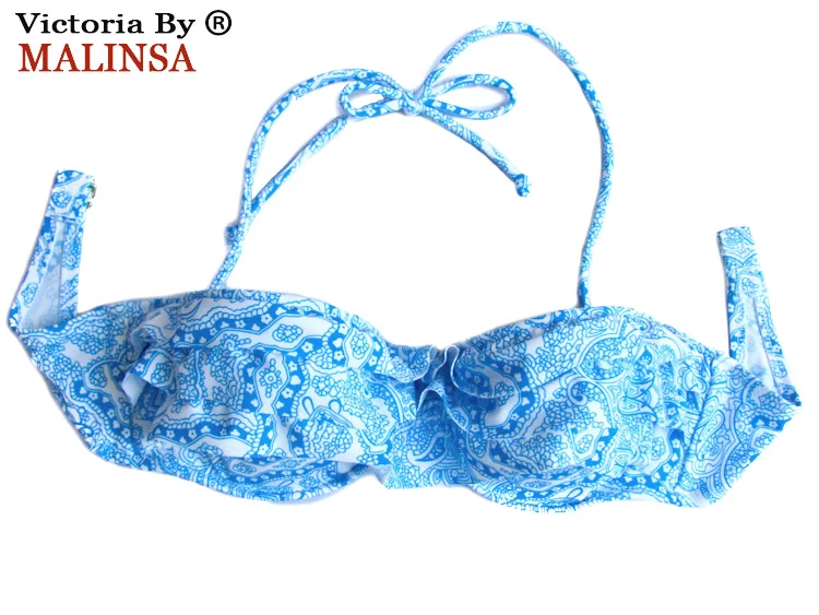 Комплект бикини Летний стиль женские купальники высокого качества пуш-ап Ретро-бикини бразильский купальник синий