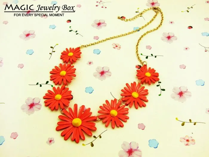 Модный летний Стиль Золотая цепь цветочное ожерелье s Collier женское роскошное Брендовое колье ожерелье ювелирные изделия ожерелья