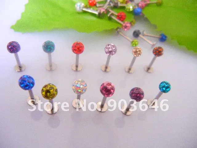 Бесплатная пересылка Lot50pcs Средства ухода за кожей пирсинг ювелирные изделия-16 г x8x3mm Кристалл Самоцветы губ губная кольцо Бар губ/уха Helix