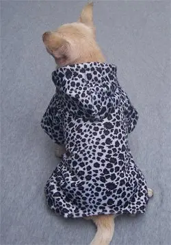 Флисовое пальто с леопардовым принтом для собак; пальто с капюшоном для собак; двухслойная четырехногая зимняя одежда для животных