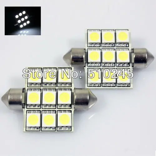 100X Авто белый 39 мм C5W Автомобильный светодиодный ламповая гирлянда 5050SMD 9 светодиодный SMD 9SMD авто светодиодный свет лампы