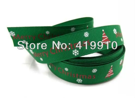 5 ярдов темно-зеленый Рождество 16 мм широкий свадебный Ремесло напечатанный Grosgrain ленты