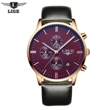 Relogio masculino LIGE Mens Watches Top Brand Luxury Chronograph Luminous Clock Fashion Men Sport Casual Leather Quartz Watch