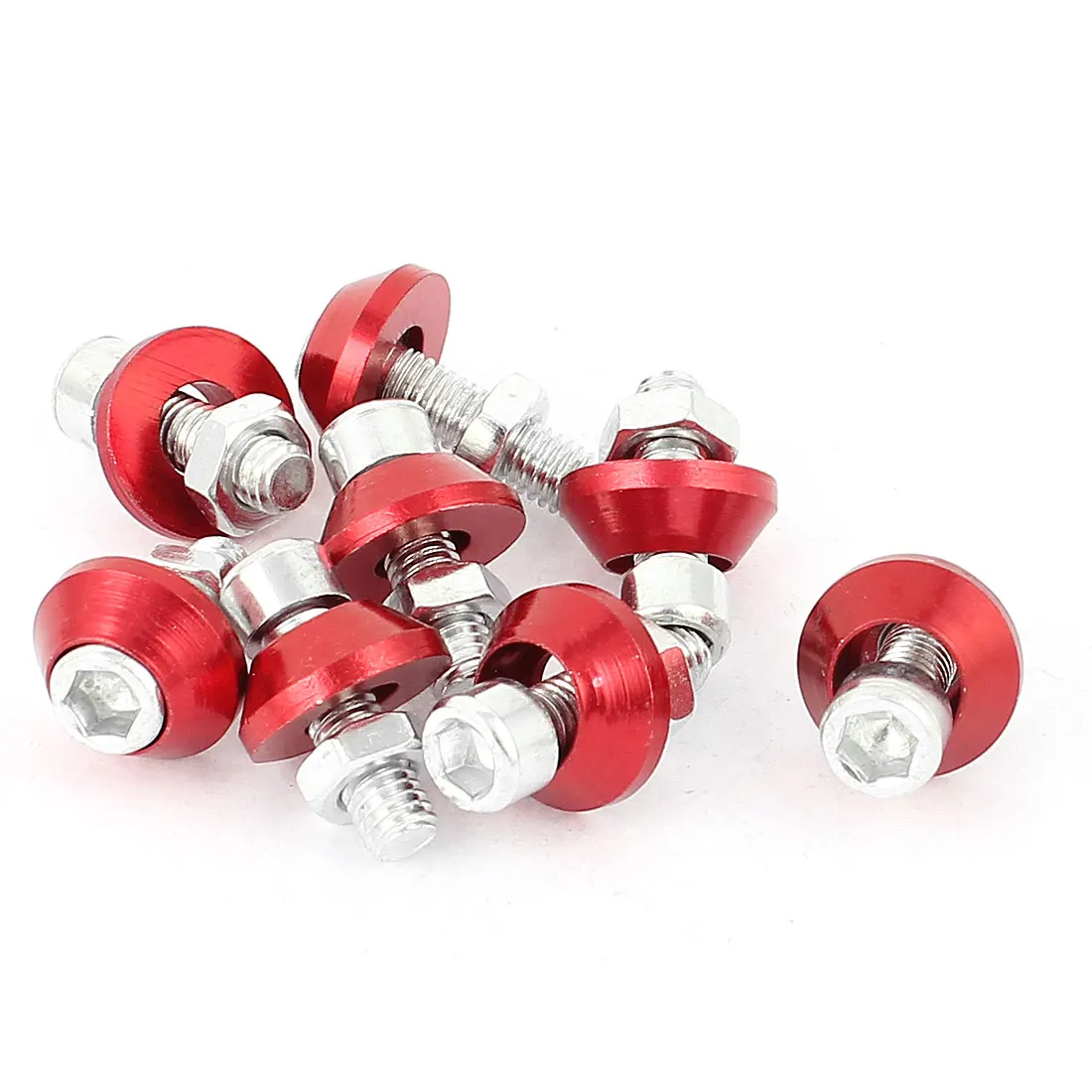 

X Autohaux Auto Car License Plate Frame Hex Head Bolts Screws Fasteners Red 8Pcs