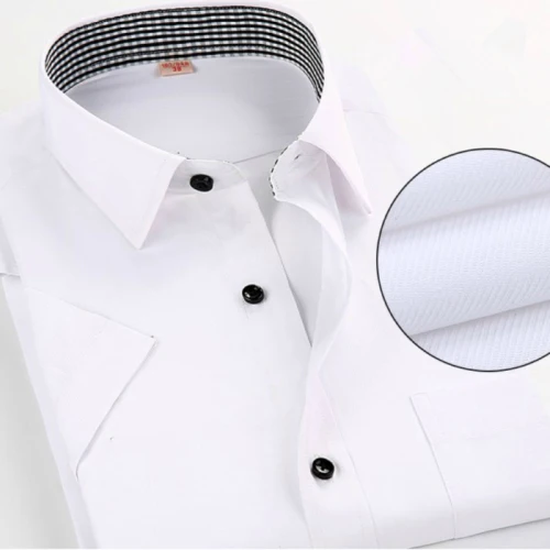 DX1451 Summer Plus Size 10 Colors Business&Casual Men Dress Shirt Short Sleeve Shirt Solid Color Slim Fit Man/Boy Shirts YN541 - Цвет: DX1451
