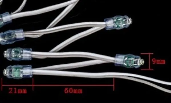 9 мм светодиодный модуль Водонепроницаемый IP67 светодиодный Подсветка для буквы знак рекламы DC 5 V, 50 шт в наборе, веревочке 2000 шт./лот