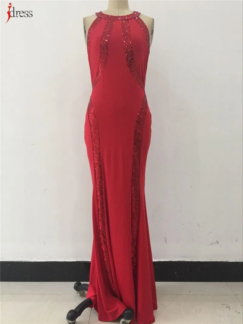 IDress Red Blue Black Women Summer Vestido De Festa Longo Sequin Formal Dresses Evening Gown Robe De Soiree Long Party Dresses (8)