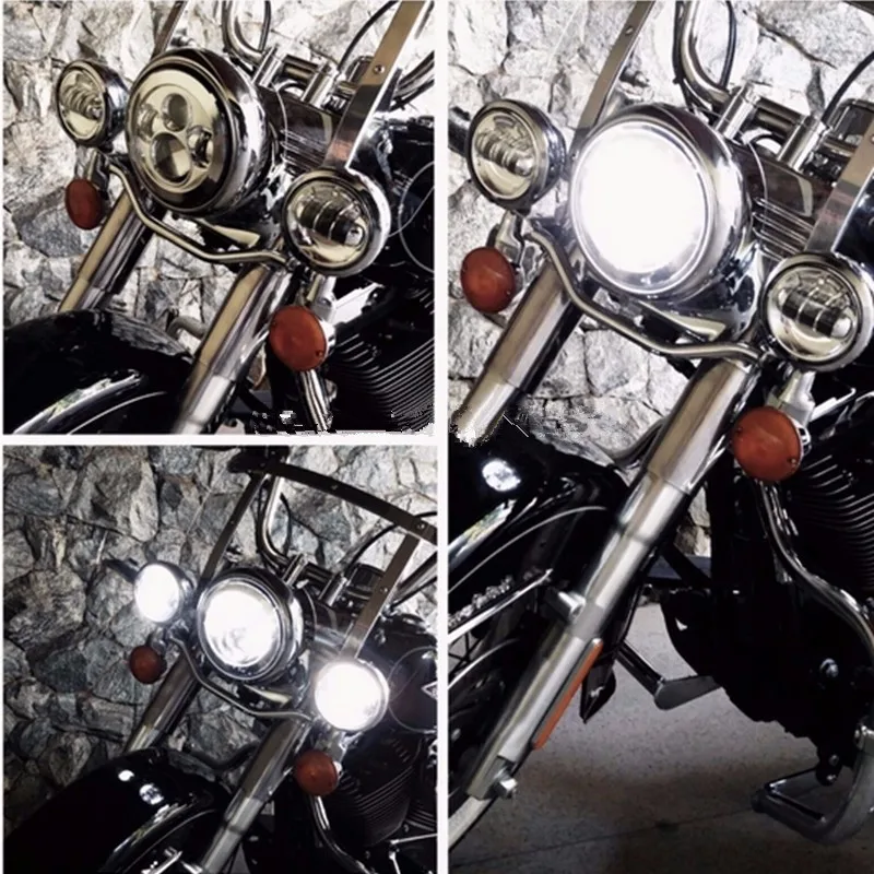1 Набор " Круглый Harley Moto H4 Hi/Низкая лучевая светодиодная передняя фара с 4-1/2" ближнего света 4," светодиодный фонарь для мотоцикла Harley Davidson