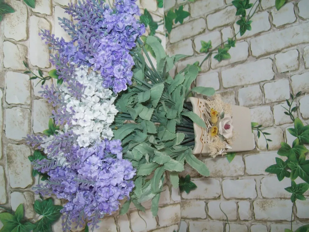 36 см Ткань 16 компл. Х 10 ветка Свадебный домашний Декор Искусственный букет из цветов лаванды для церкви фиолетовый FL046
