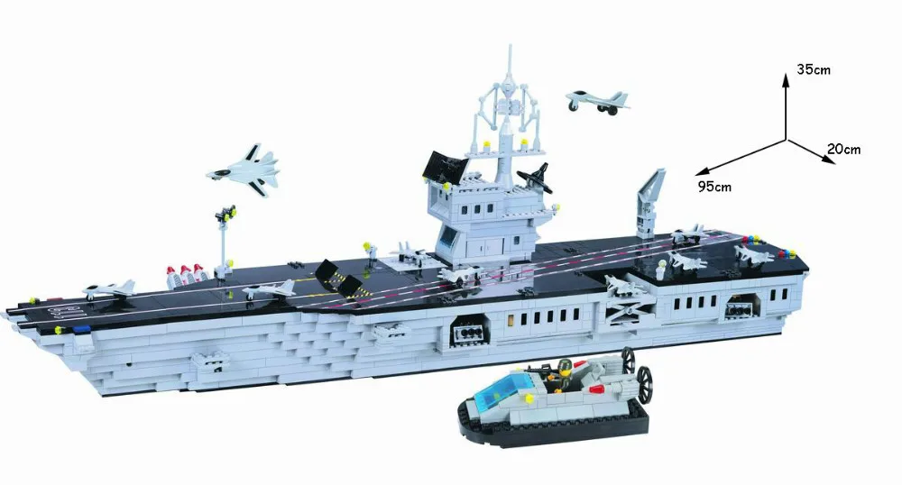Просветите Building Block лодка большой Военная Униформа темно авианосец боевой корабль 1000 шт.(без оригинальной упаковочной коробки