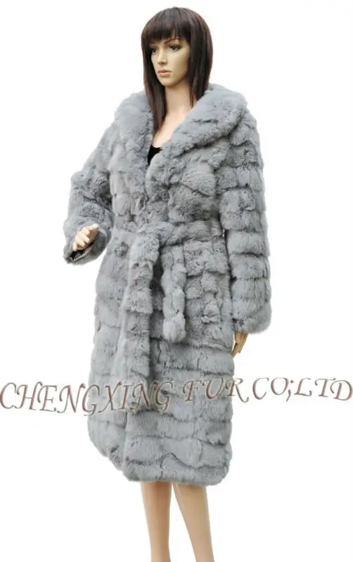 Cx-g-a-124 oversize лоскутное кролик Мех животных длинное пальто зима новые пальто с Мех животных ремень