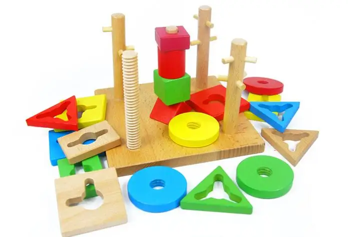 Деревянные игрушки, интеллектуальный Набор строительных блоков в форме пяти колонн, детские блоки для раннего образования