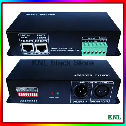 Светодиодный DMX512 декодер, DMX512 сигнала RGB светодиодный контроллер, DC12-24V 4A* 3 канала