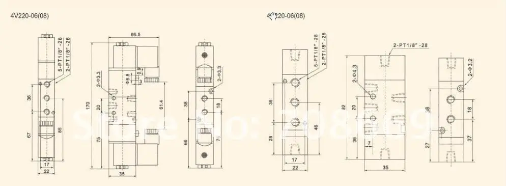 4V230-08P 5Ports3Position Двойной Электромагнитный Пневматический воздушный клапан 1/" BSPT DC24V