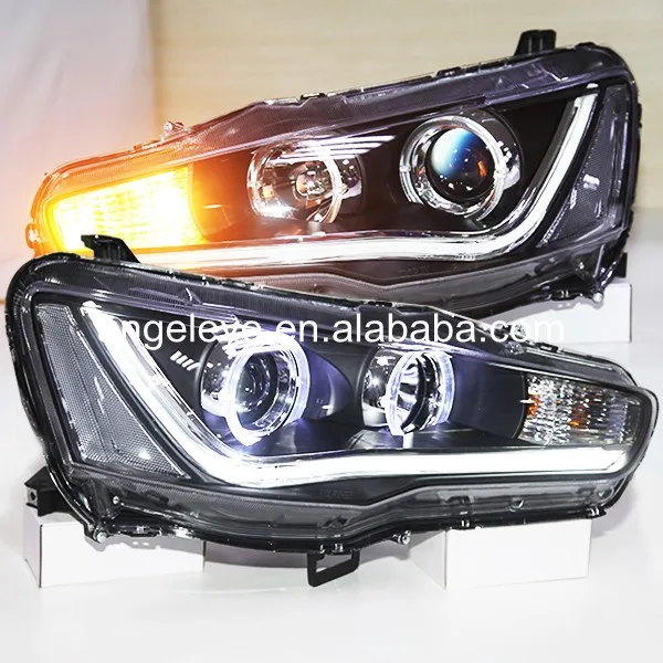 Для Mitsubishi для Lancer превышать 2008-2013 год LED Ангельские глазки фары черный Корпус yz
