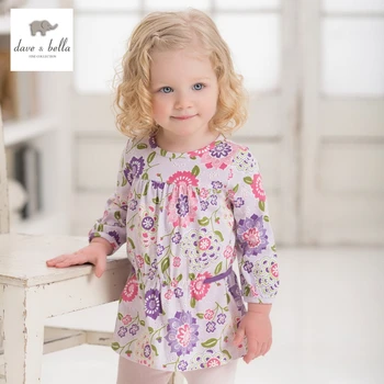 

DB741 dave bella spring baby girls fashion printed dress girls princess dress girls flower printed Bohemian style dress