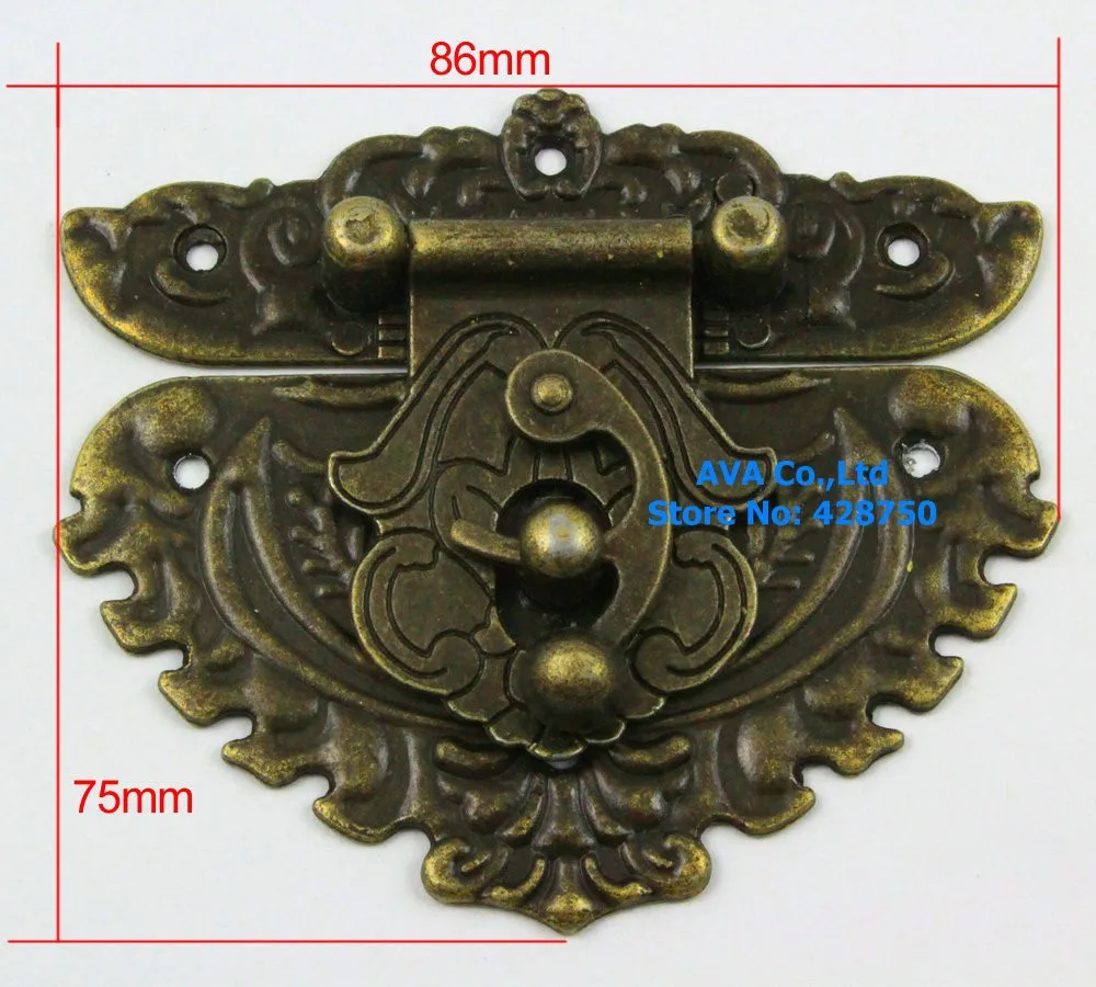 Античная Латунь шкатулка защелка запор с щеколдой 86x75 мм с винтами
