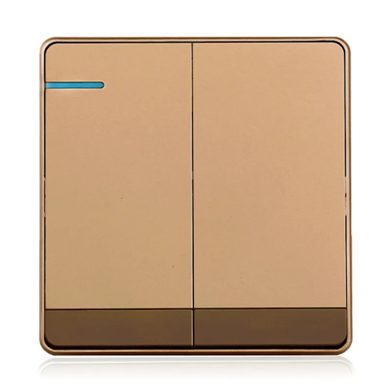 

Free Shipping Wall Switch High Quality 2 Gang 1 Way Luxury Light Switch Push Button 16A AC 110~250V