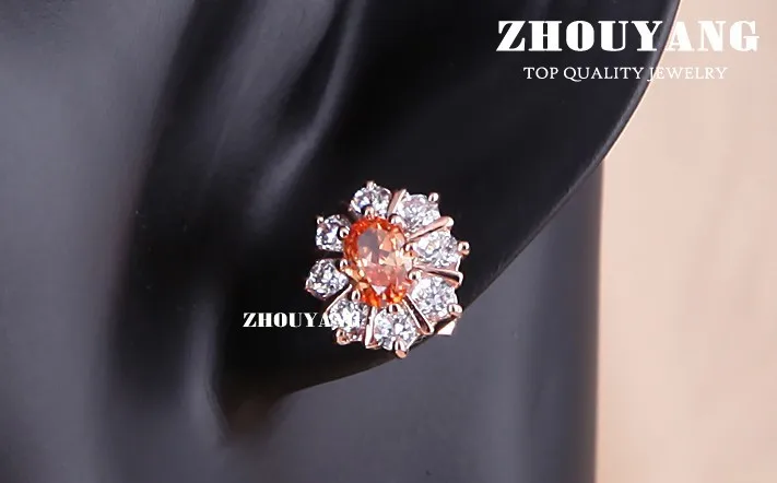ZHOUYANG ZYE019 оранжевый подсолнух розовое золото цвет серьги гвоздики подлинный австрийский кристалл