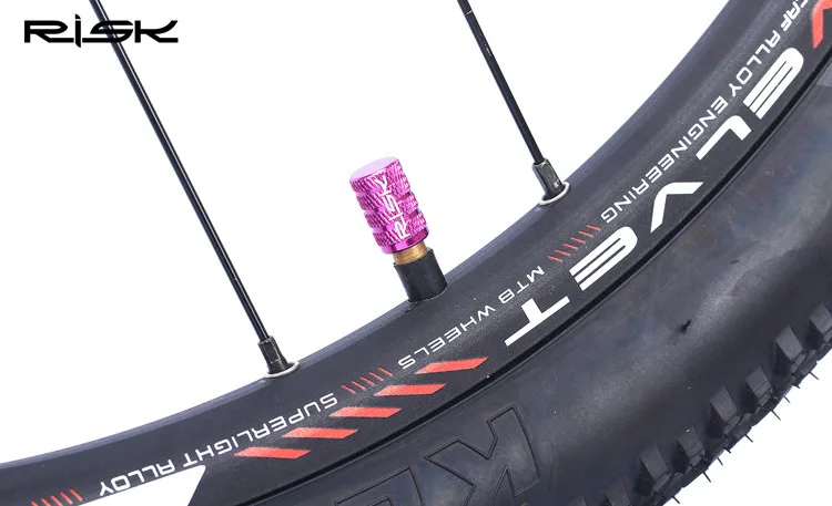 Фиолетовый Риск Mtb/дорожный велосипедный клапан крышка Al 7075 CNC Американский клапан шины крышка велосипед аксессуары 5 шт./лот - Цвет: Фиолетовый