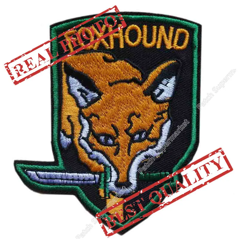 3." METAL GEAR SOLID Фоксхаунд Insignia Патч Спецназ Группа Призрак Вышитый ЛОГОТИП Утюг На Заплате Эмо Гот Панк Рокабилли