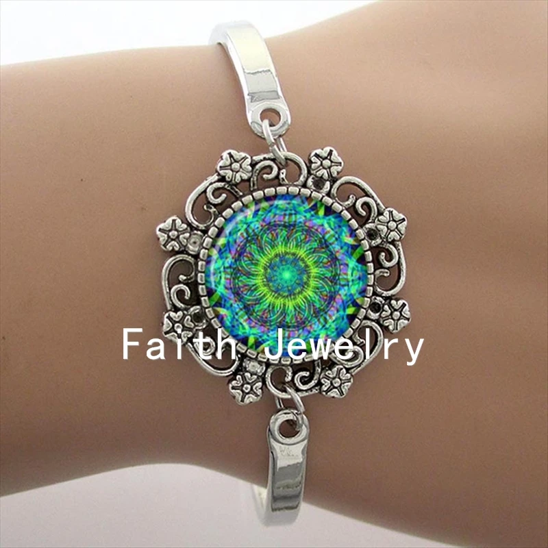 Зеленый браслет Om patten ювелирных изделий в виде цветов и мандалы HT017|bracelet flower|flower of