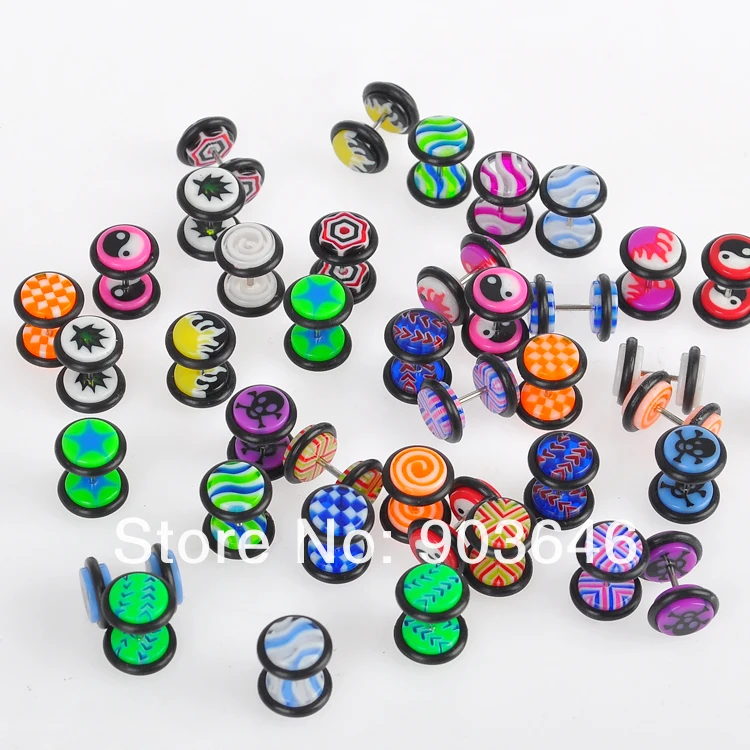 Lot100pcs Украшения для тела-Поддельные уха Вилки акрил Иллюзия Plug уха шпильки chear туннели Средства ухода за кожей пирсинг Бесплатная доставка