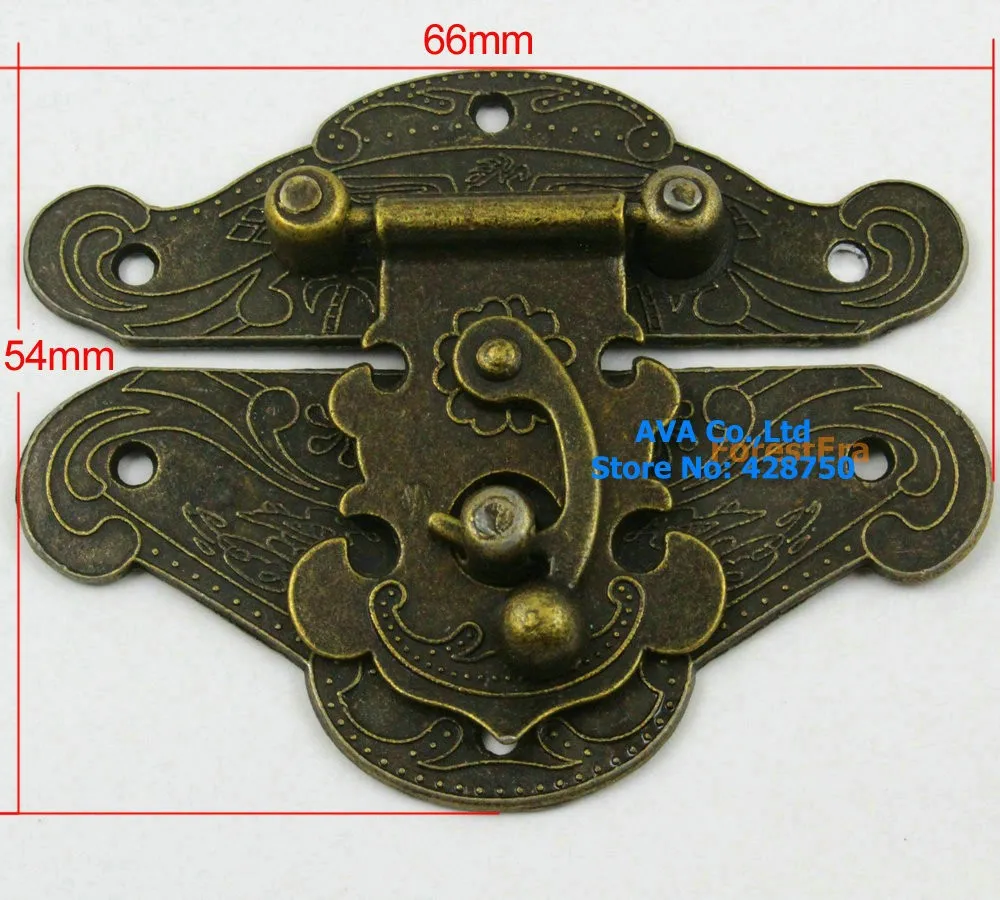 Античная Латунь шкатулка защелка запор с щеколдой 66x54 мм с винтами