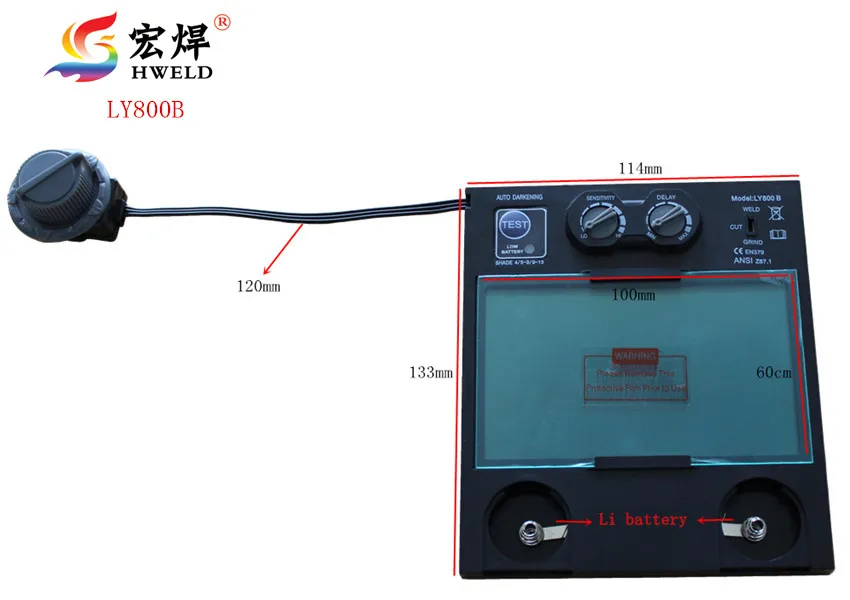 

Solar Auto Darkening Lens Welding Helmet/Face Mask/Electric Welding Mask/Cap's Filter For The Welding Machine LY800B