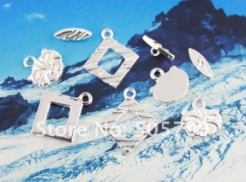 60Sets Silver Plate Cat toggle clasp w/drop A5055SP FREE SHIPPING