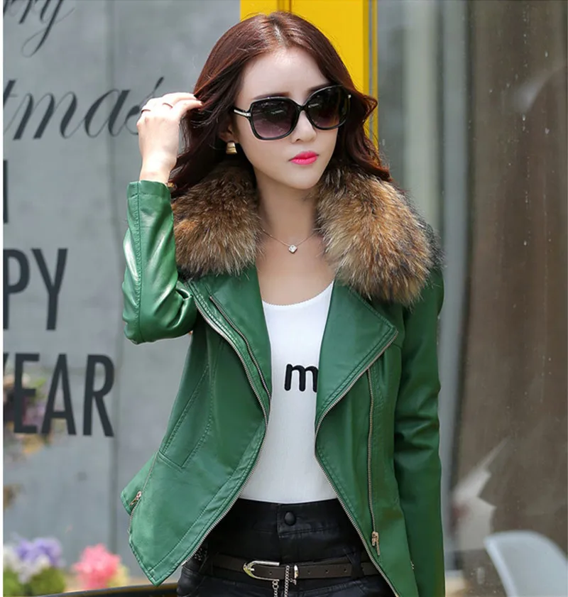 Green Cotton Fur Женское модное пальто куртки весна осень Новое поступление короткий тонкий Повседневный стиль овечья кожа куртка размера плюс WUJ0084 - Цвет: Green Cotton Fur