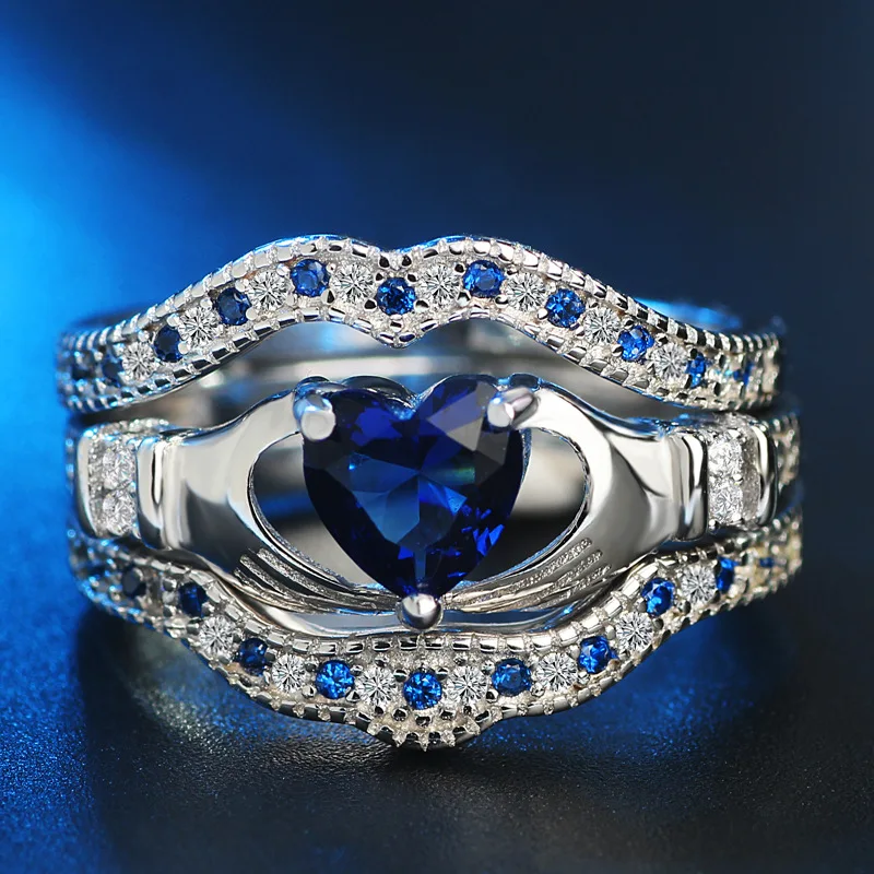 Newest Design AAA 925 sterling silver rings for women Cross Heart Crystal Rings For Women Jewelry Aneis Feminino Ring