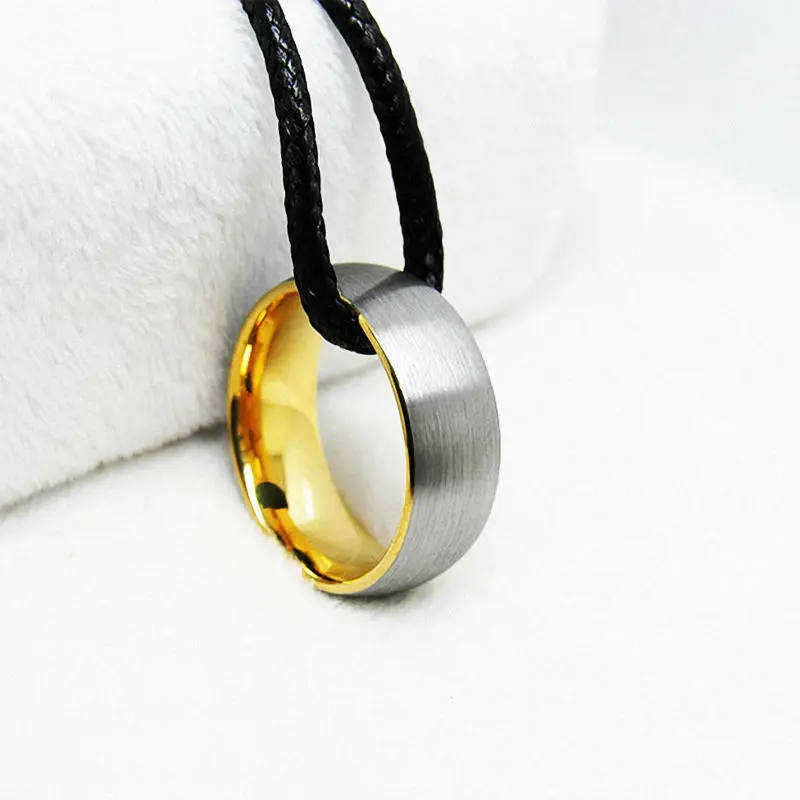 18K Yellow Gold Plated Round Domed Brushed Tungsten Wedding Band Ring 8mm Comfort Fit