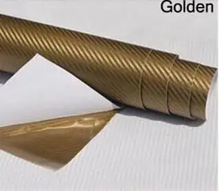 152X50 см 3D виниловая пленка из углеродного волокна для автомобиля, аксессуары для мотоцикла, углеродное волокно, автомобильная пленка, рулонная пленка, наклейка для автомобиля - Название цвета: Gold